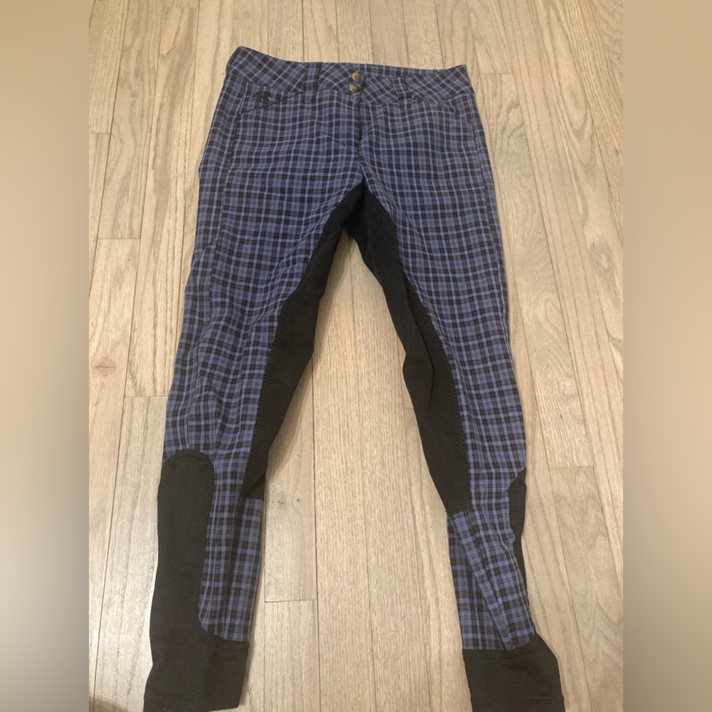 Blue plaid Piper riding breeches size 28L.
